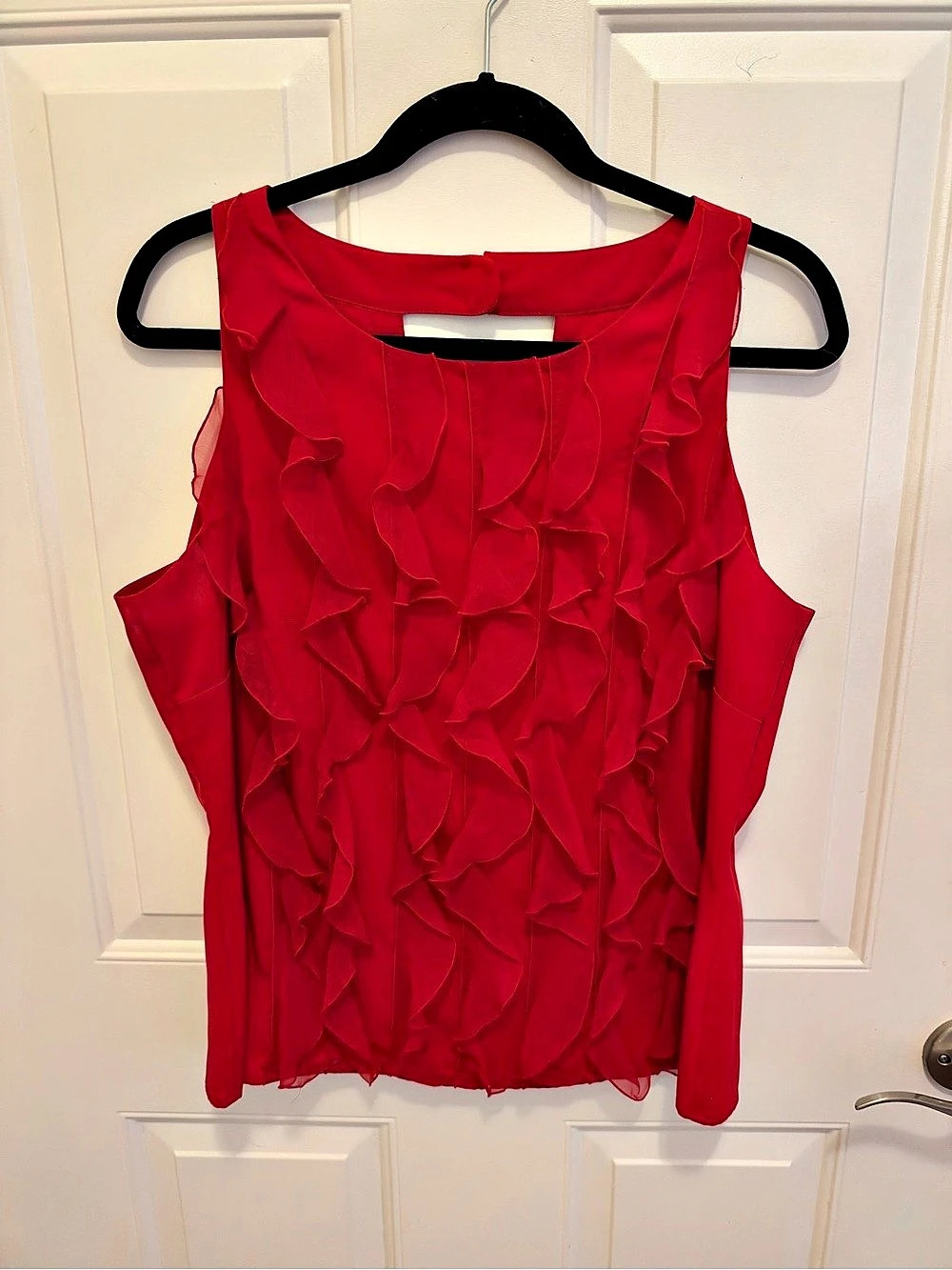 CATO Ruffle Blouse in Red Size Large Like New